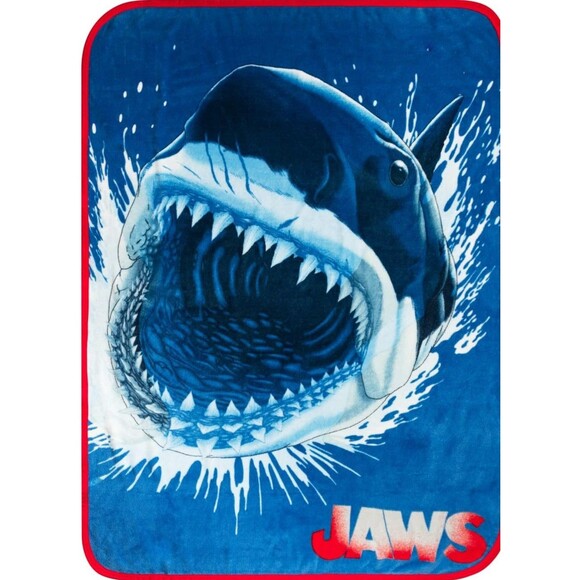 Franco Universal Jaws Throw Blanket 46 In X 60 In Blue & Red Collectibles Soft - Picture 1 of 5